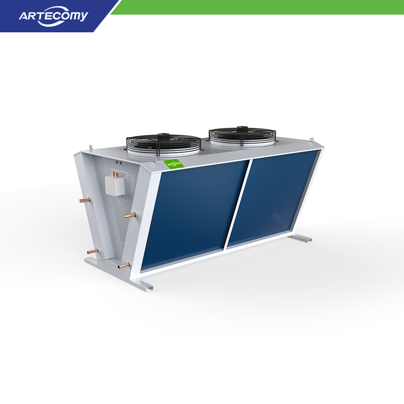 Condenseur en forme de V de type boîte avec ventilateur Φ500 et espacement des ailettes de 2,1 mm pour le refroidissement industriel