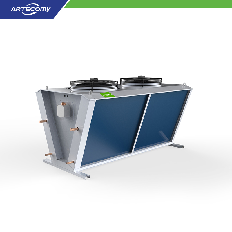 Condenseur en forme de V avec serpentin triangulaire, espacement des tubes de 25x21,65 et espacement des ailettes de 2,1 mm