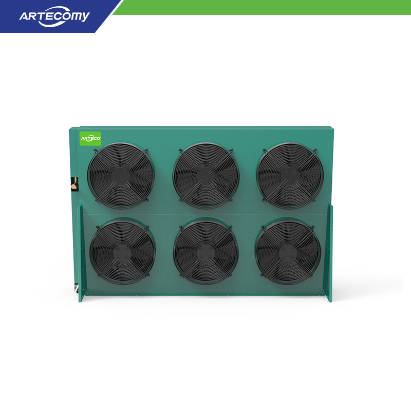 Condenseur compact à 6 ventilateurs avec ailettes en aluminium espacées de 2,1 mm et évacuation d’air frontale