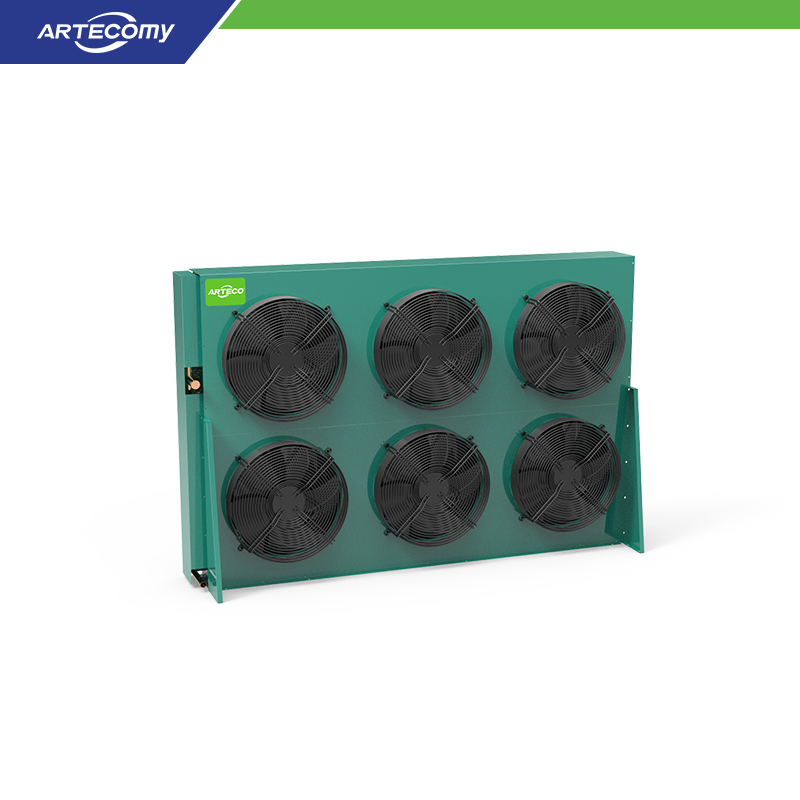 Condenseur vertical industriel avec châssis empilable et six ventilateurs à rotor externe